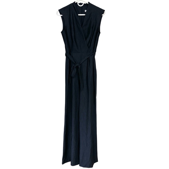 Calvin Klein Black Belted Denim Jumpsuit - Picture 3 of 10